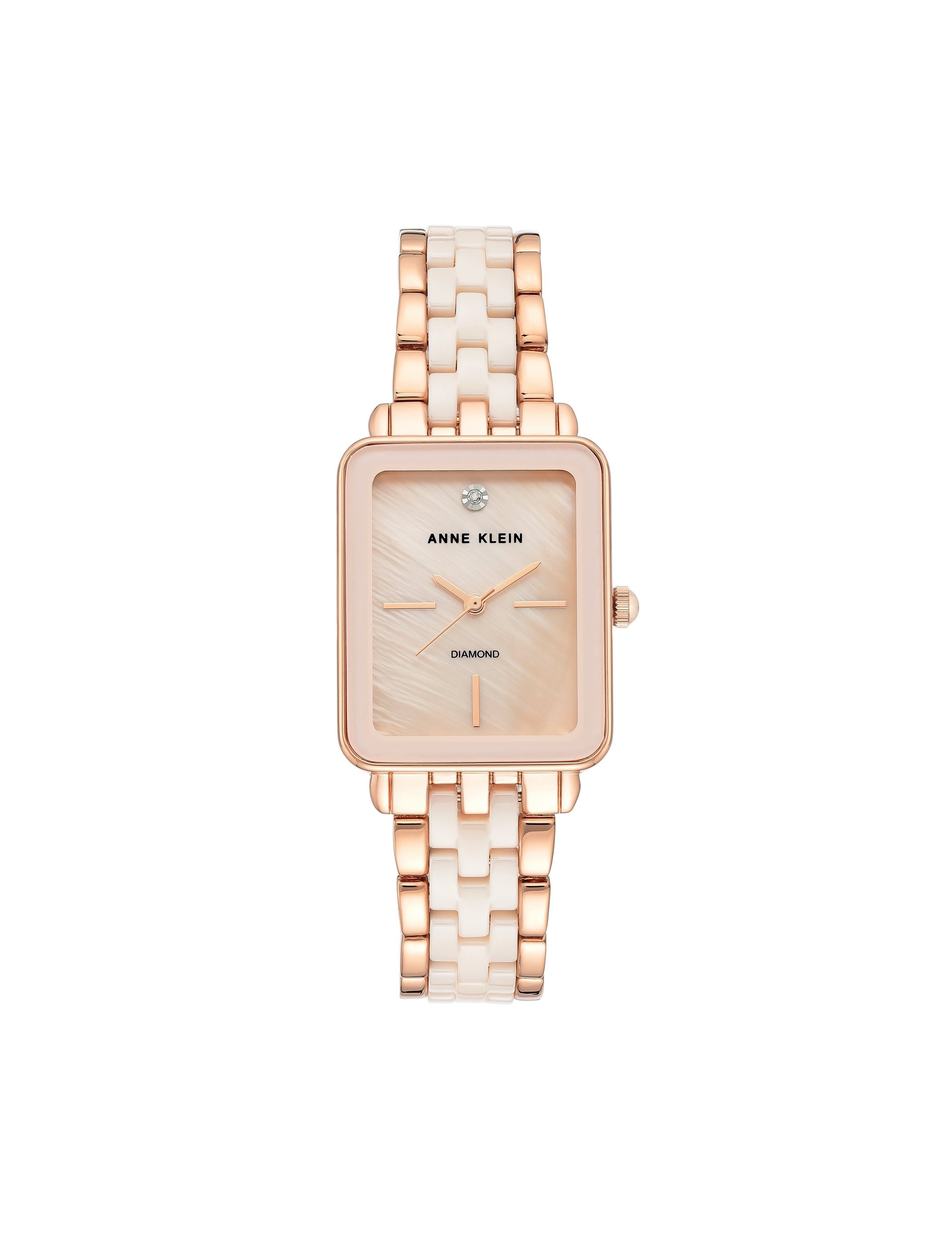 light pink rose gold genuine diamond dial ceramic bracelet watch rectangular case