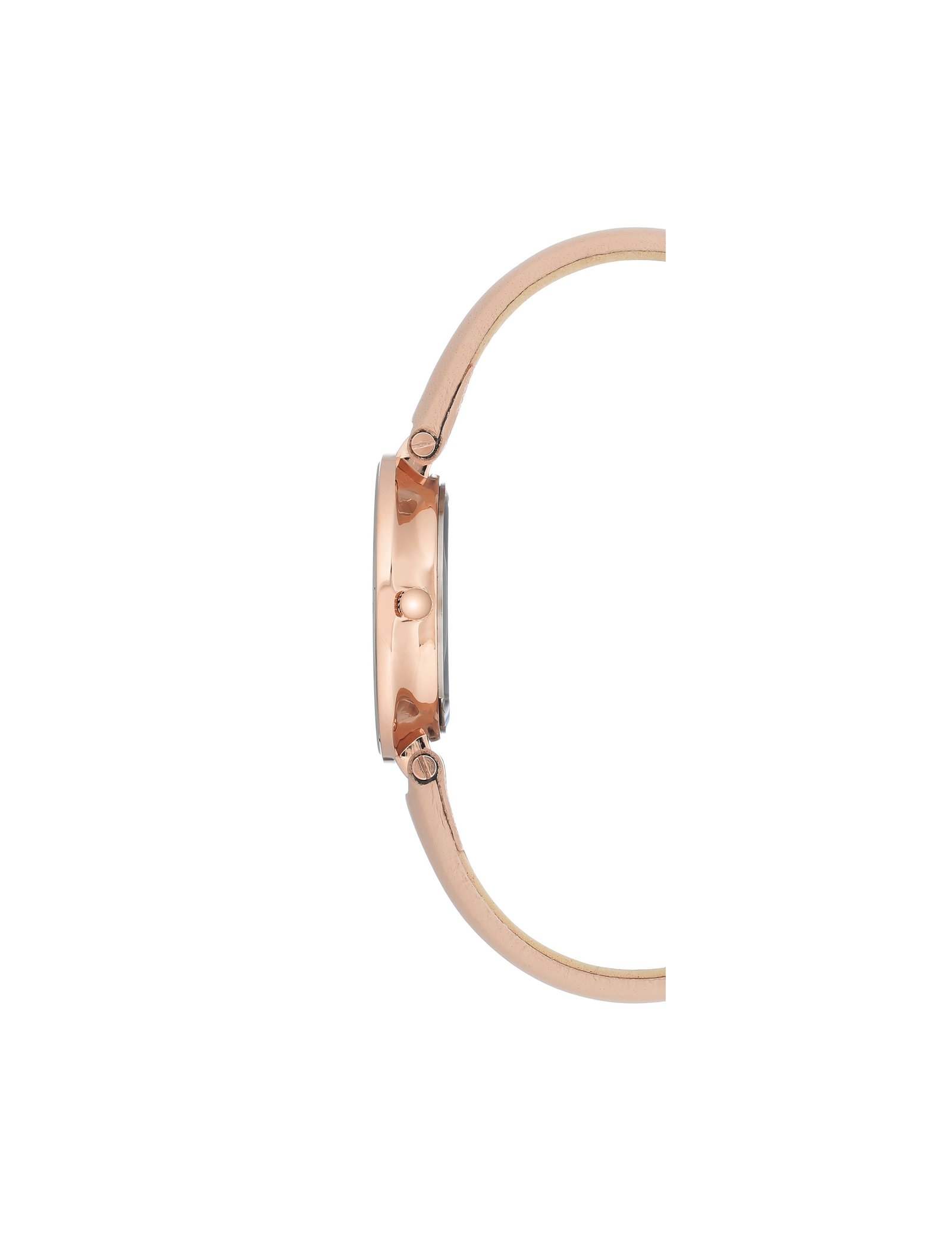 light pink rose gold-tone swarovski crystal accented leather strap watch