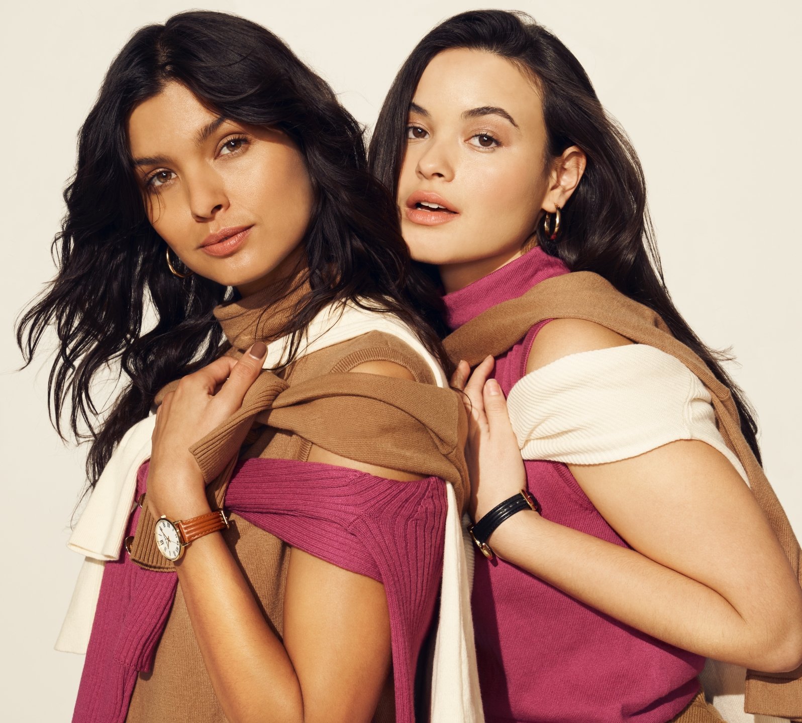 Anne Klein models wearing multiple sweaters