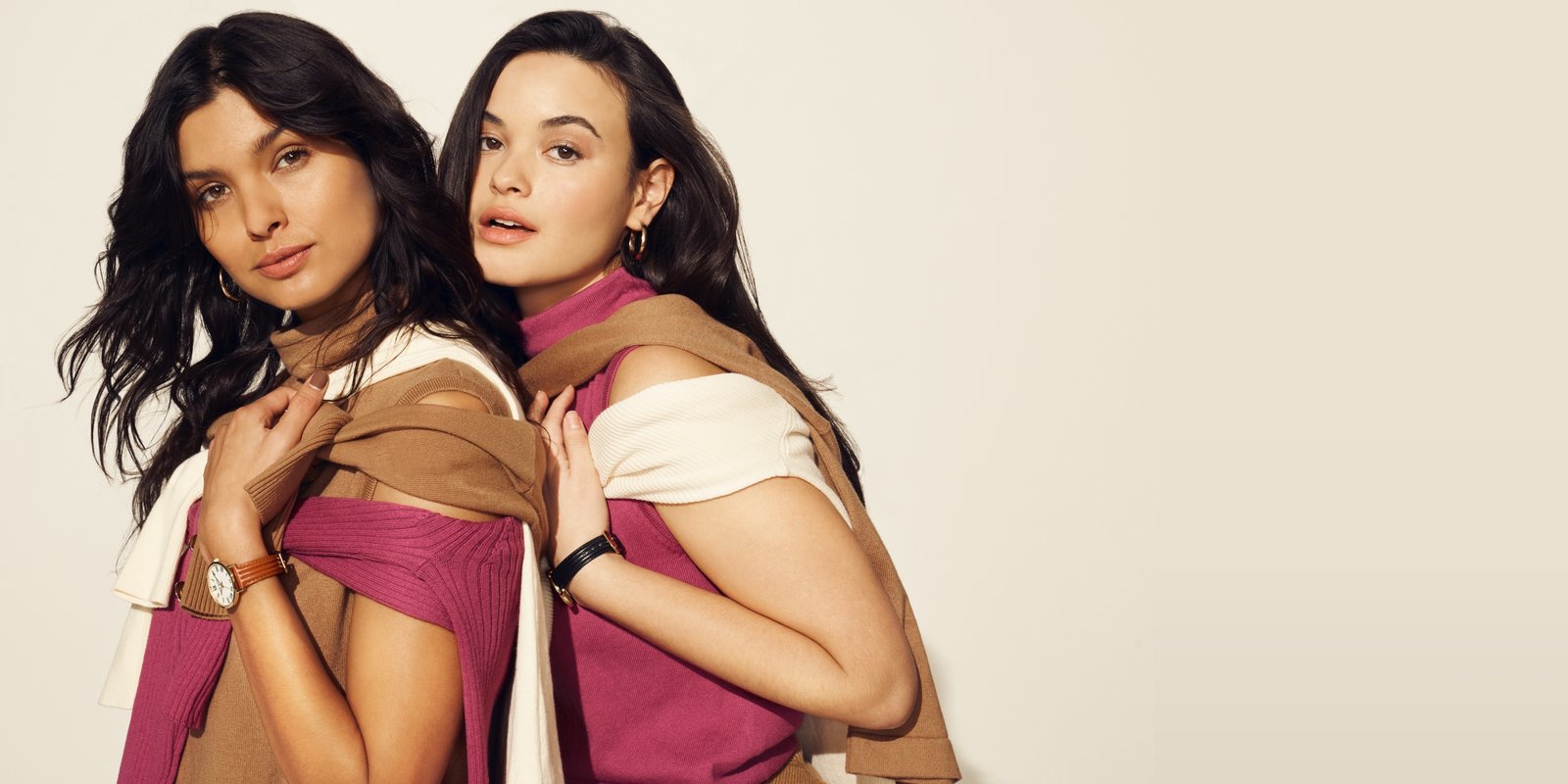 Anne Klein models wearing multiple sweaters